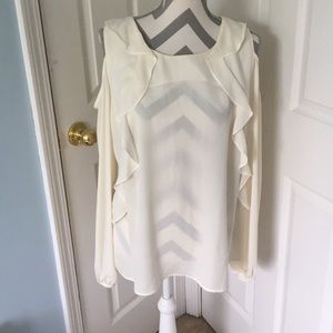 NWOT Ruffle Cold Shoulder Blouse